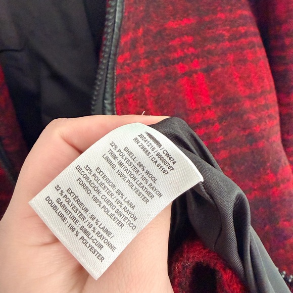 Pendleton Red and Black Plaid Zip-Front Wool Pea Coat - Picture 7 of 7